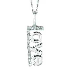 0.10 Carat Natural Diamond Love Necklace Pendant 14K White Gold G SI 18 inches