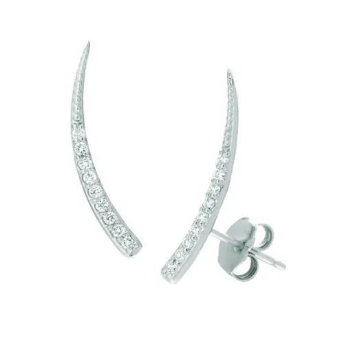 0.20 Carat Natural Diamond Spike Earrings G SI 14K White Gold