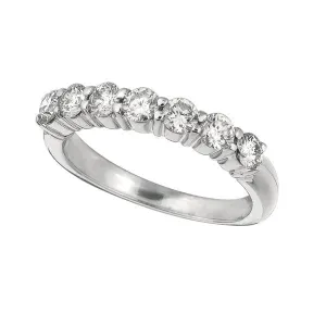 1.00 Carat Natural Diamond 7 Stone Ring G SI 14K White Gold