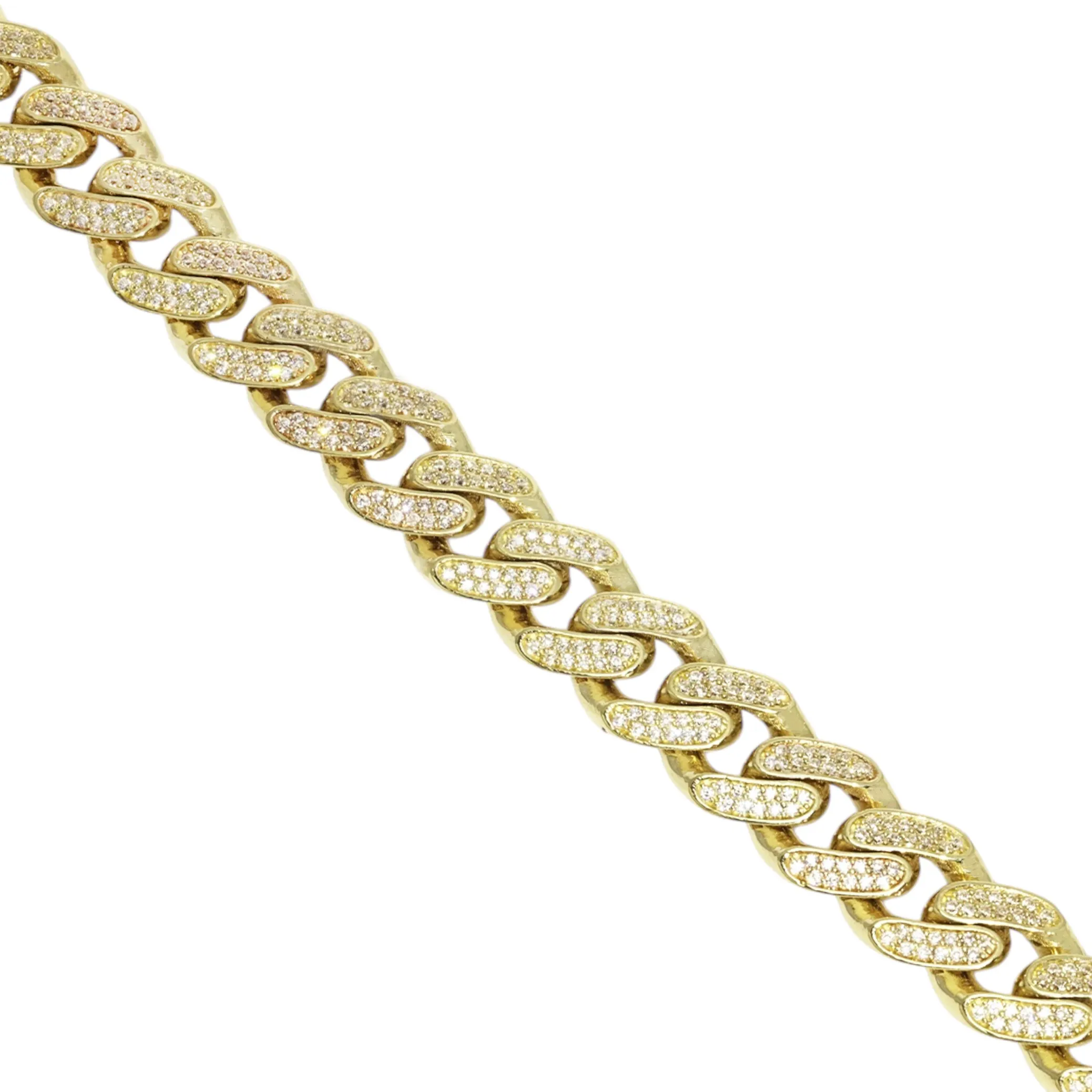 10k Gold CZ Cuban Chain 15 Ctw 13mm