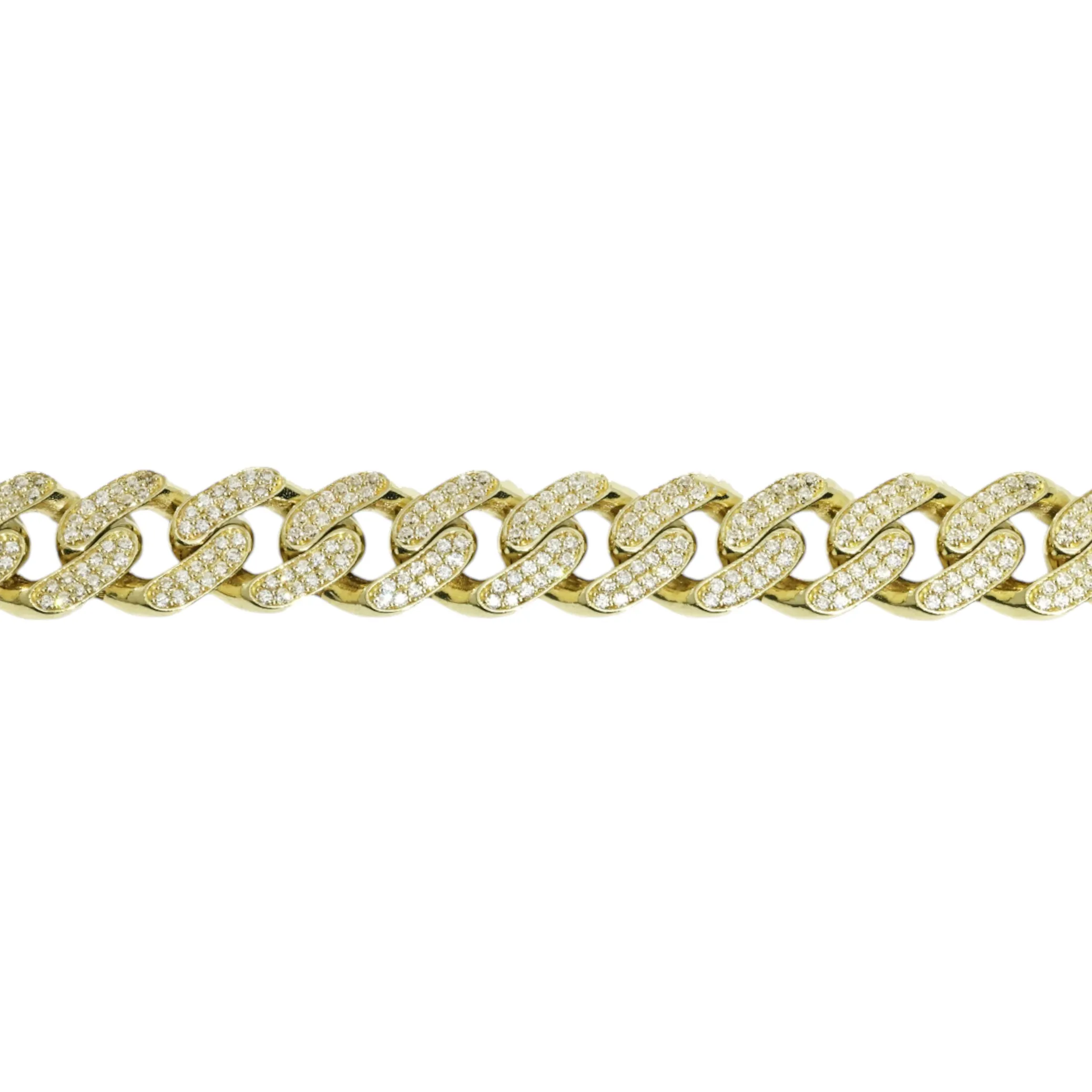 10k Gold CZ Cuban Chain 15 Ctw 13mm
