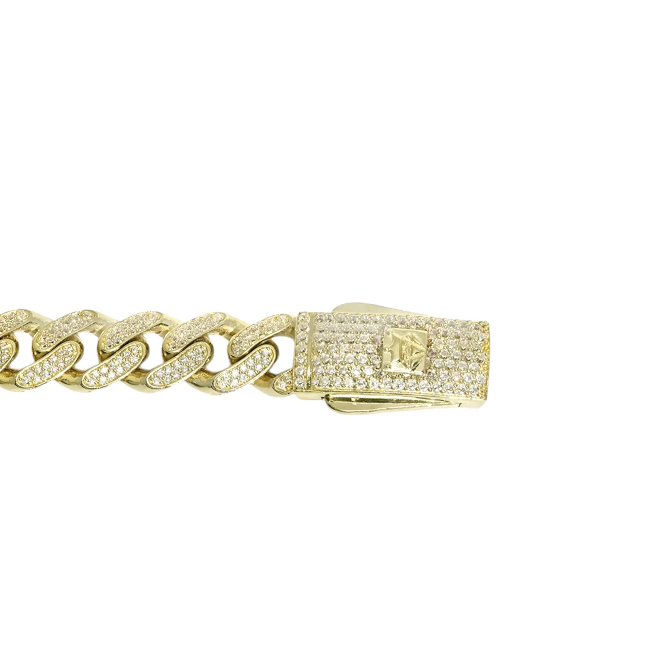 10k Gold CZ Cuban Chain 15 Ctw 13mm