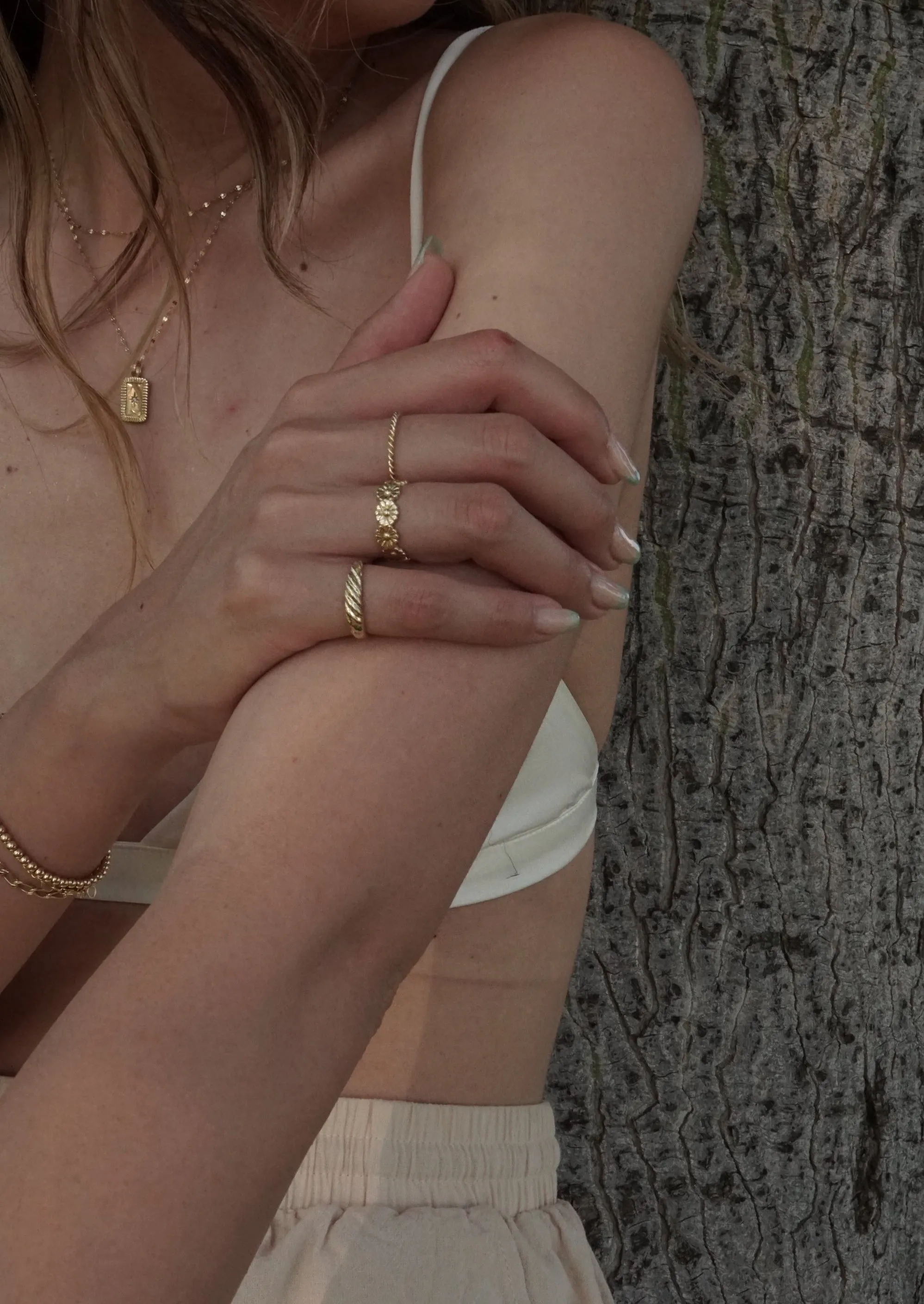 10k Gold Skinny Croissant Pinky Ring
