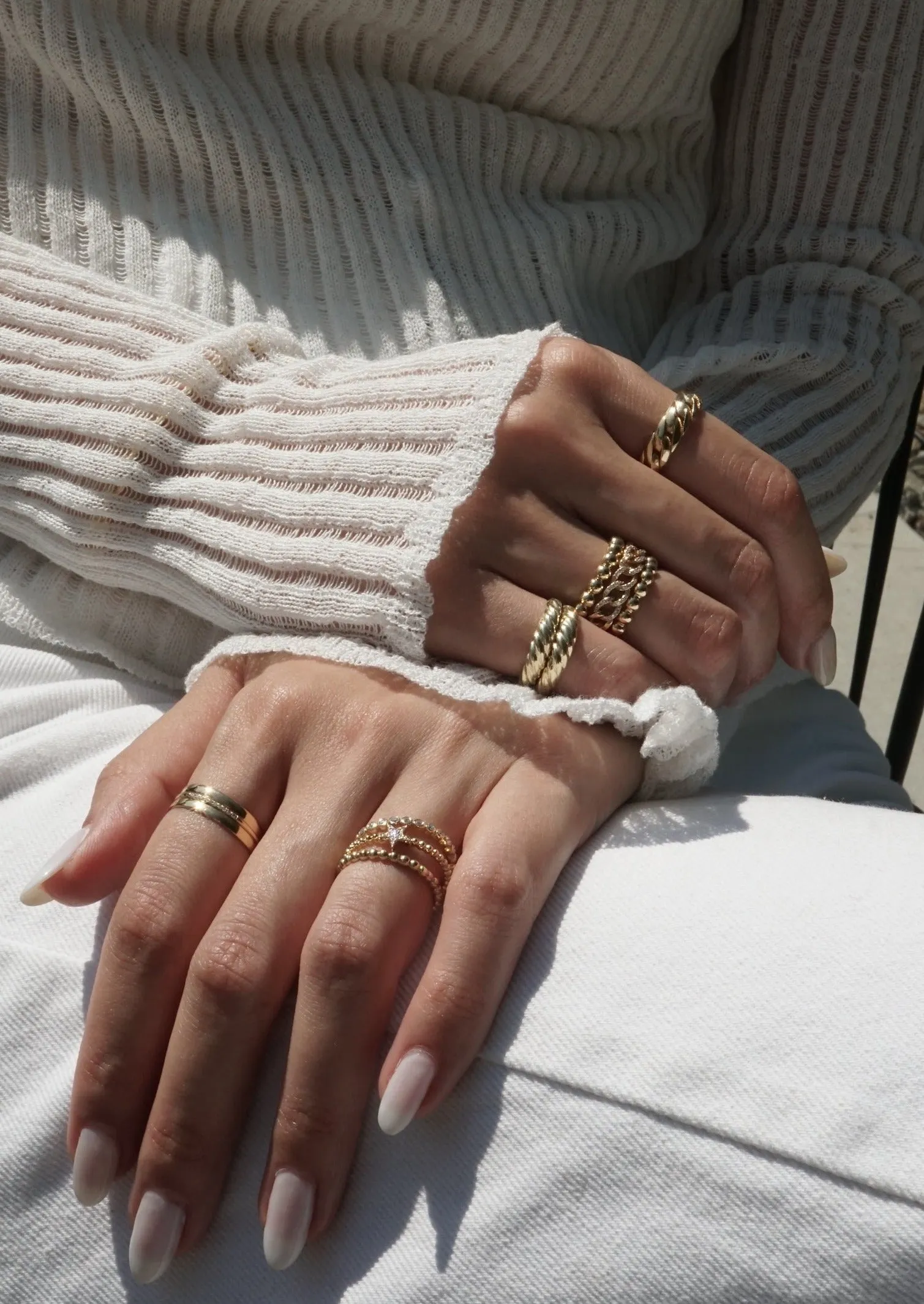 10k Gold Skinny Croissant Pinky Ring
