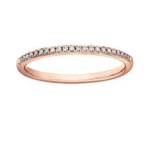 10K Rose Gold (0.07ct) Pavee Set Diamond Stackable Wedding Band
