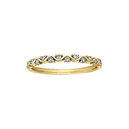 10K (Rose, White, Yellow) Gold Diamond Stackable Band