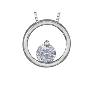 10K White Gold (0.075ct) Diamond Circle Solitaire Pendant