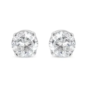 10K White Gold 0.10 Cttw Round Brilliant-Cut Near Colorless Near Colorless Diamond Classic 4-Prong Stud Earrings (I-J Color, I1-I2 Clarity)