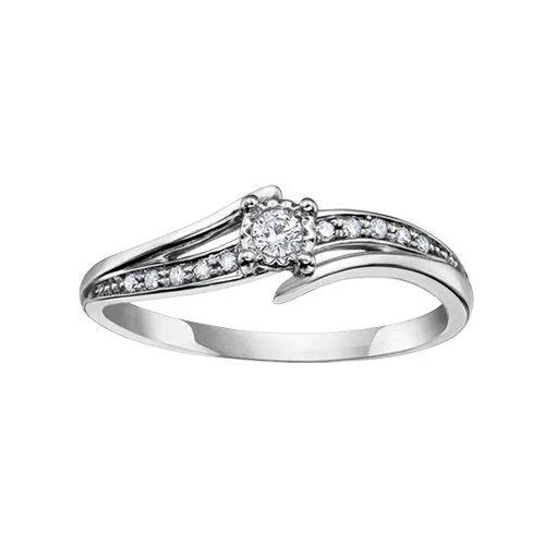 10K (White, Yellow or Rose ) Gold (0.10ct) Illusion Set Diamond Ring White