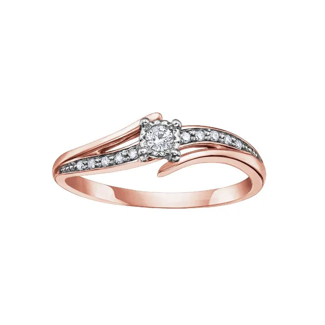 10K (White, Yellow or Rose ) Gold (0.10ct) Illusion Set Diamond Ring White