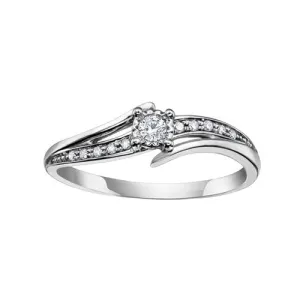 10K (White, Yellow or Rose ) Gold (0.10ct) Illusion Set Diamond Ring White