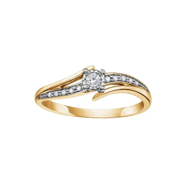 10K (White, Yellow or Rose ) Gold (0.10ct) Illusion Set Diamond Ring White