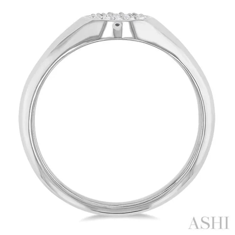 1/10 Ctw Round Signet Round Cut Diamond Stackable Ring in 10K White Gold