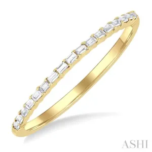 1/10 ctw Straight Row Baguette Cut Diamond Stackable Fashion Band in 10K Yellow Gold