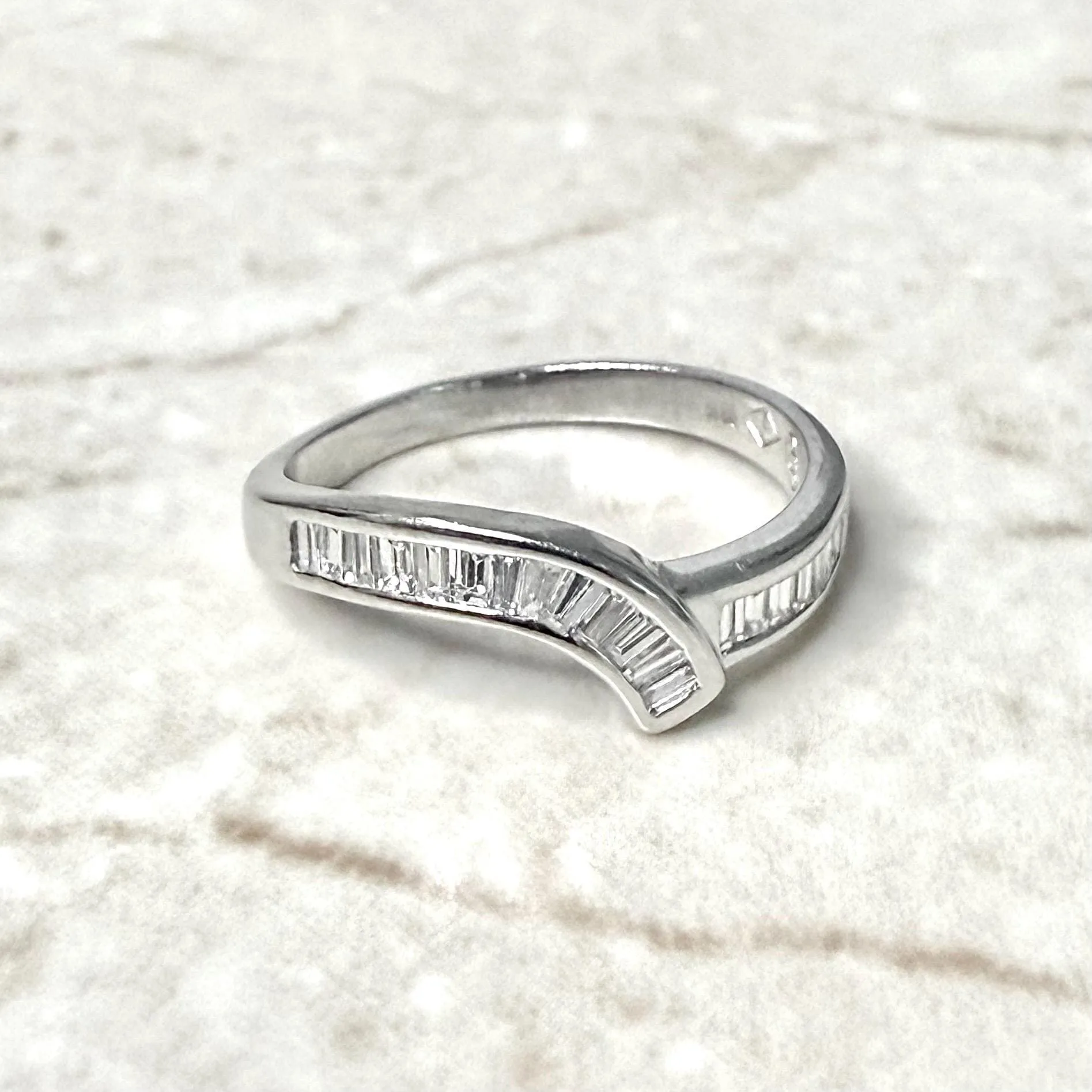 14 Karat White Gold 0.40 Carat Baguette Diamond Band Ring
