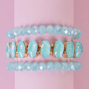 1425 - Beaded Stacked Bracelets - Blue