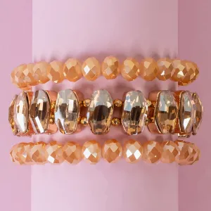 1425 - Beaded Stacked Bracelets - Champagne