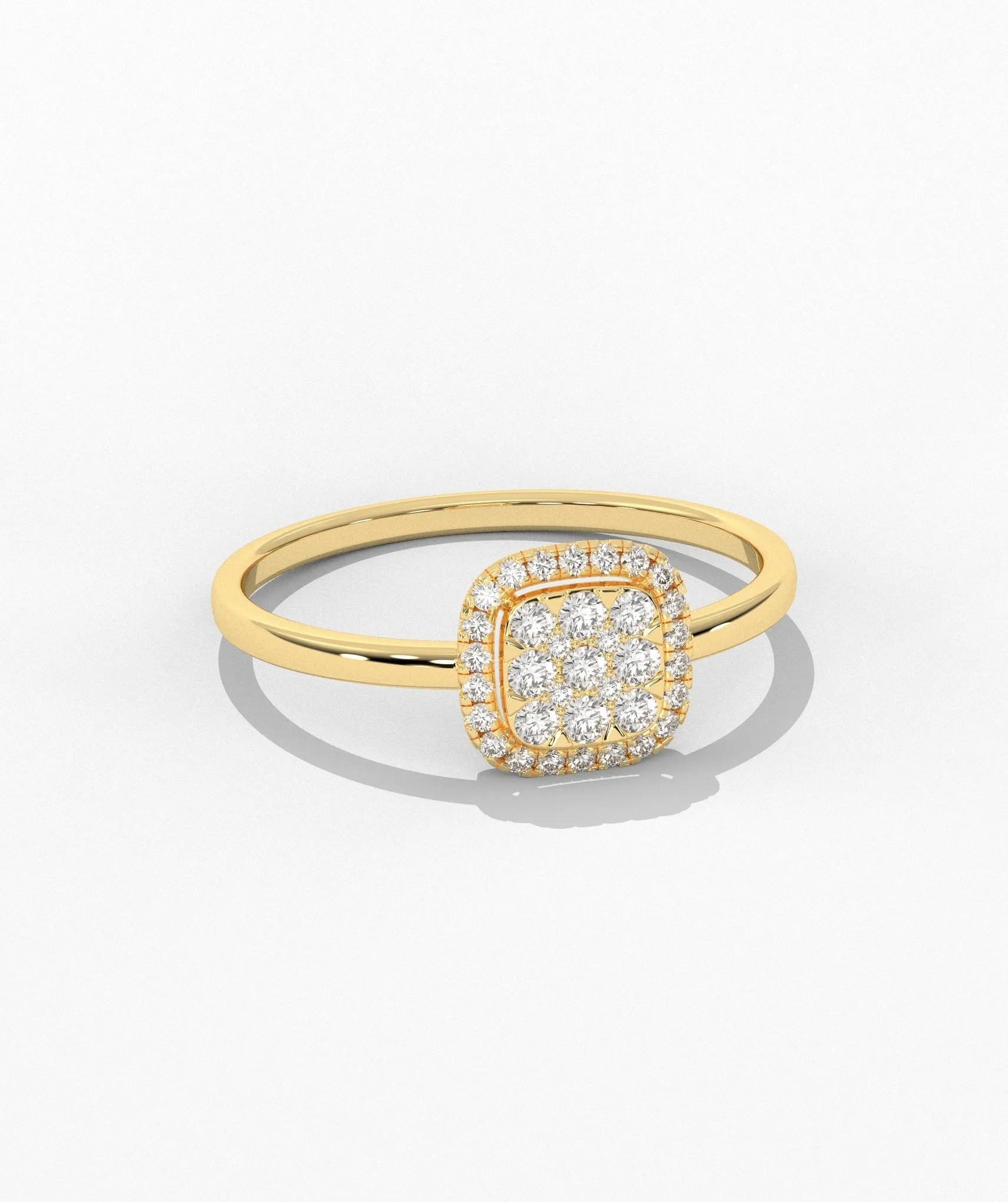 14K Gold Brilliance Square Halo Ring
