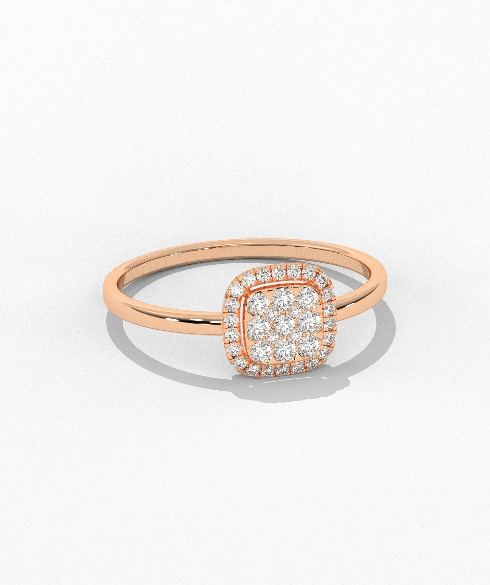 14K Gold Brilliance Square Halo Ring