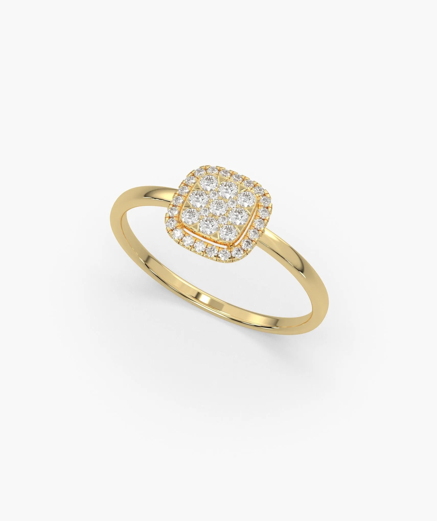 14K Gold Brilliance Square Halo Ring