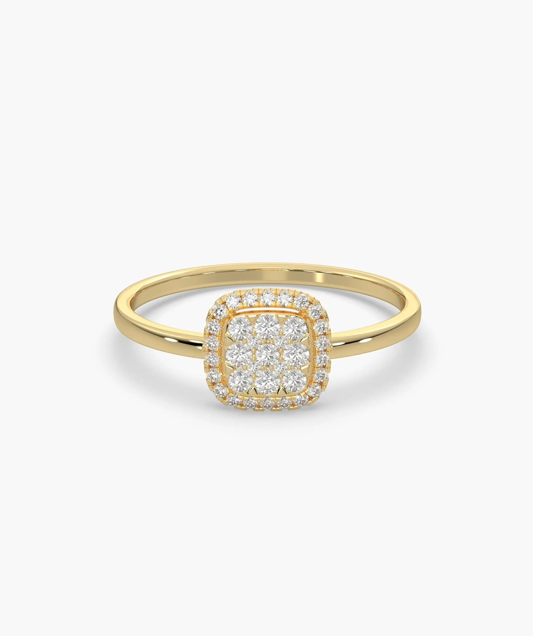 14K Gold Brilliance Square Halo Ring