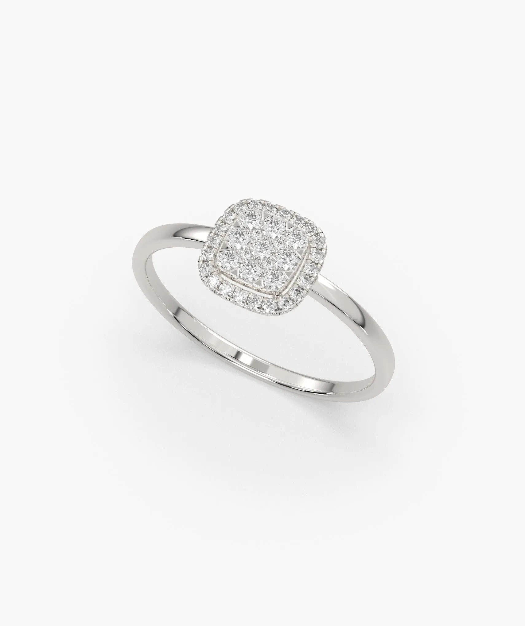 14K Gold Brilliance Square Halo Ring