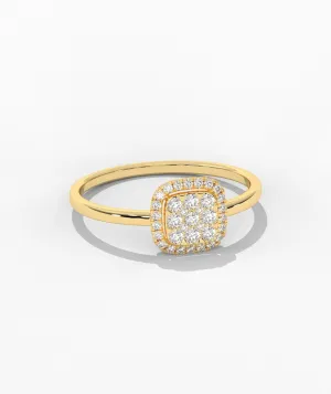 14K Gold Brilliance Square Halo Ring