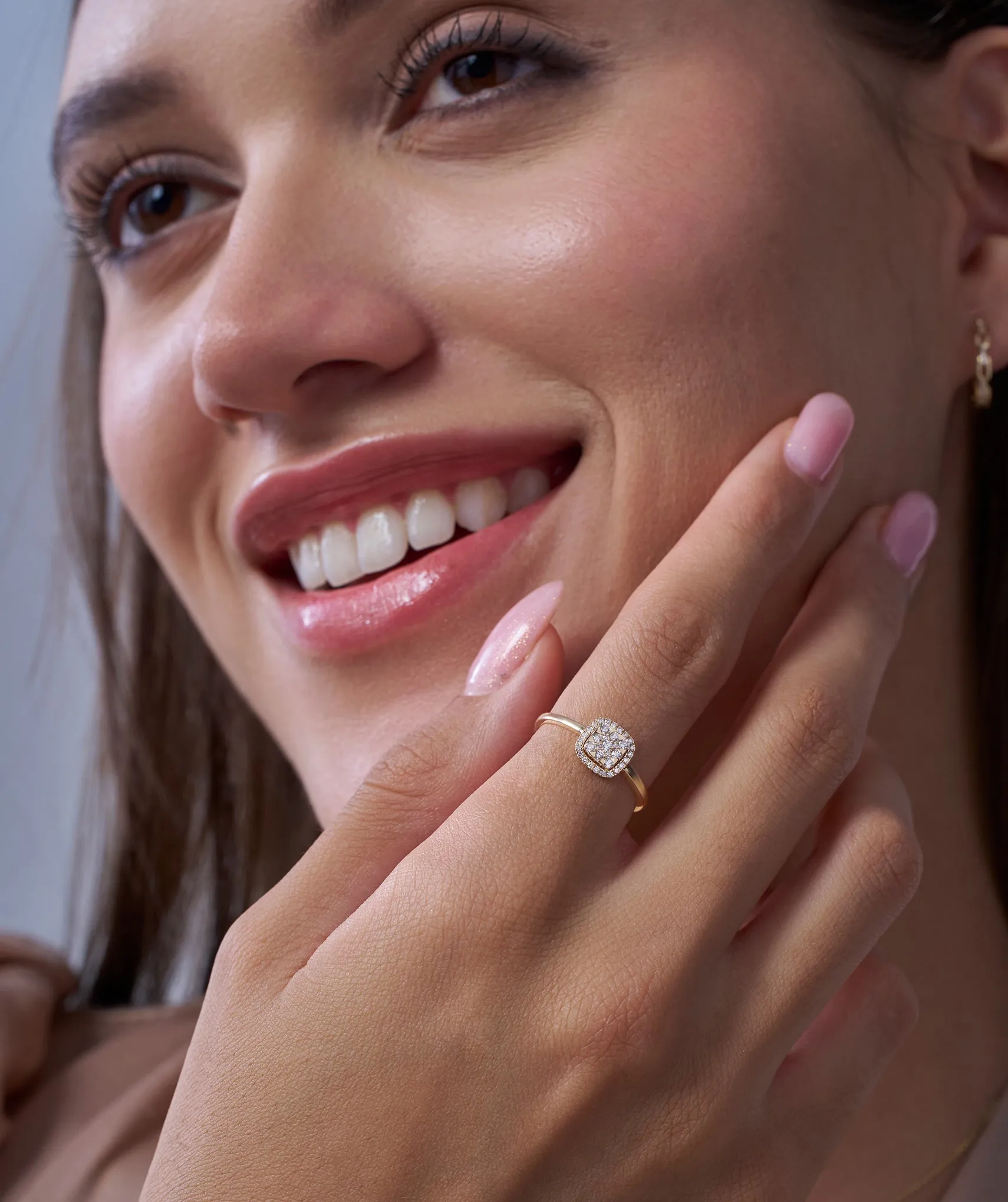 14K Gold Brilliance Square Halo Ring