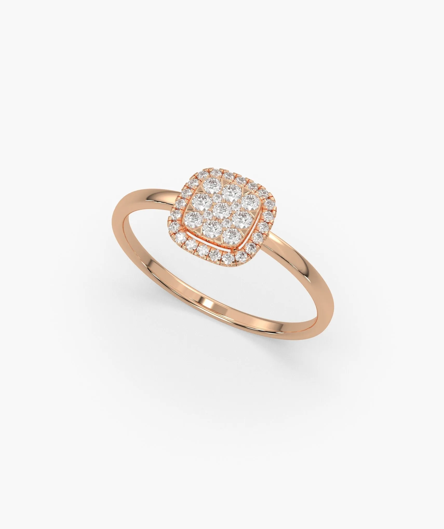 14K Gold Brilliance Square Halo Ring