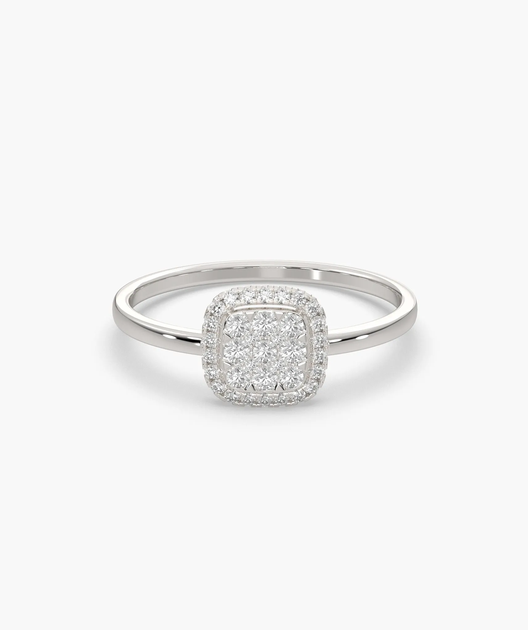 14K Gold Brilliance Square Halo Ring