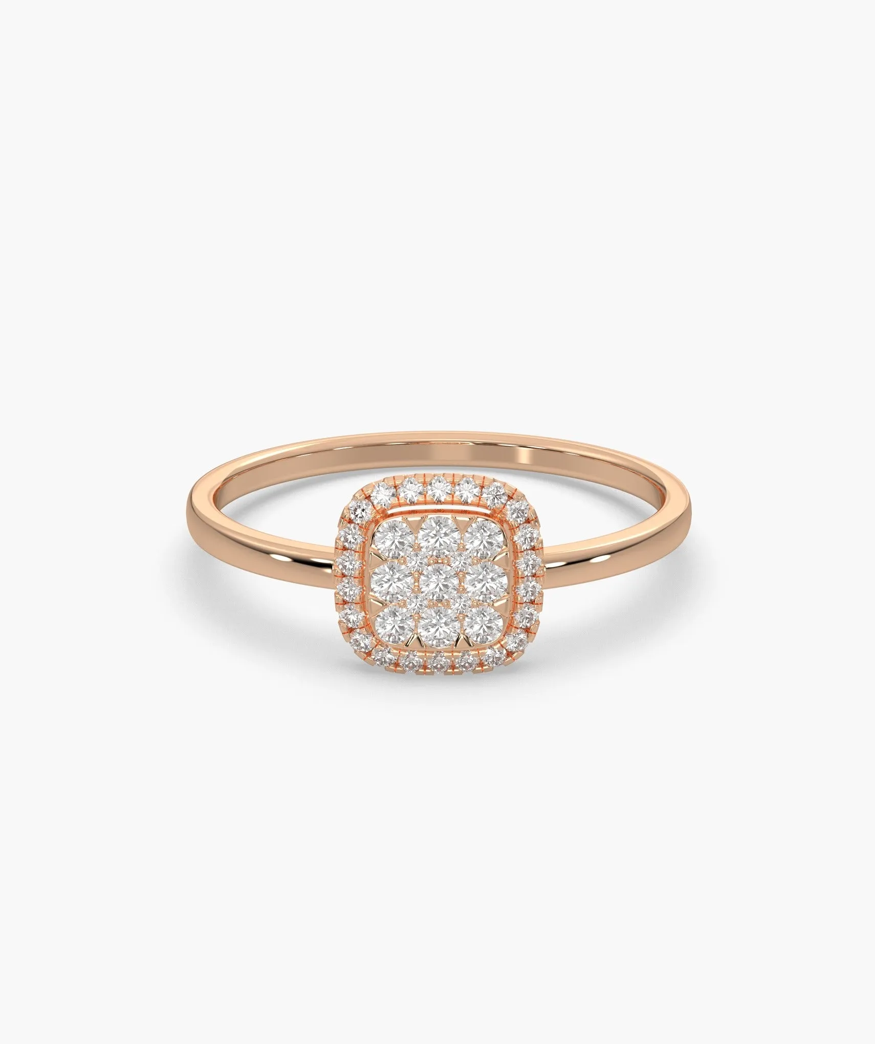 14K Gold Brilliance Square Halo Ring