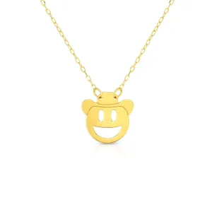 14K Gold Cowboy Emoji Charm Style Choker Necklace