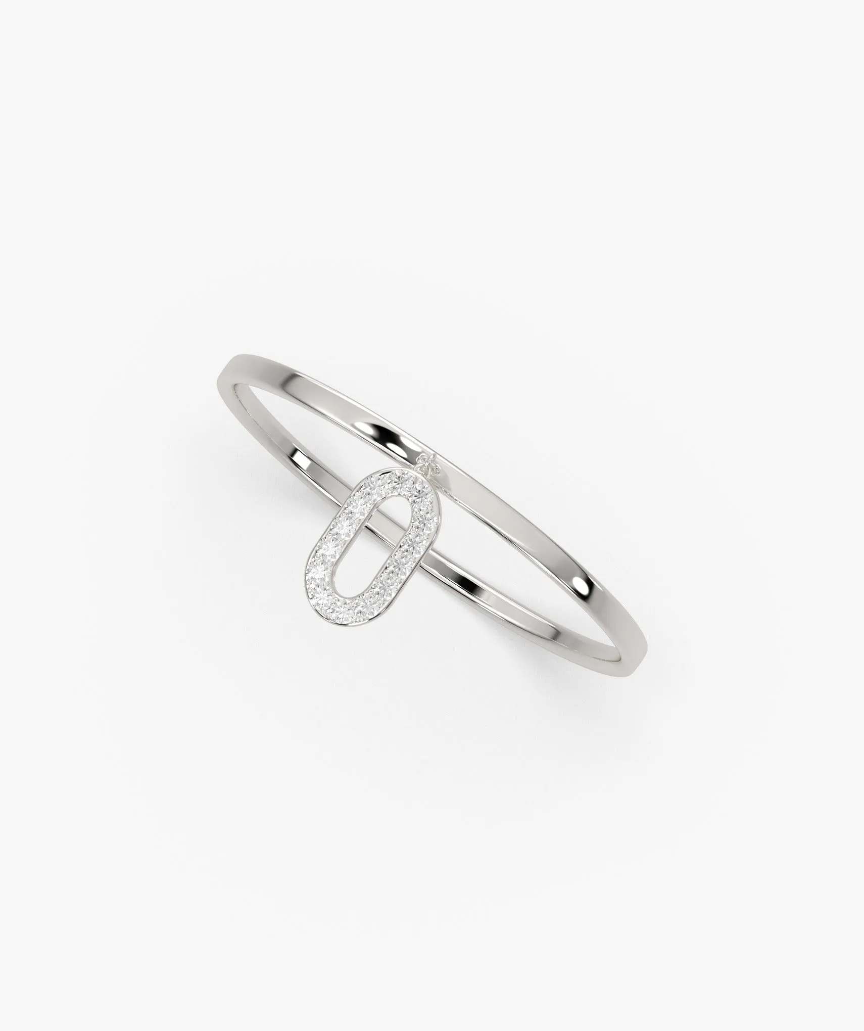 14K Gold Dainty Link Charm Ring