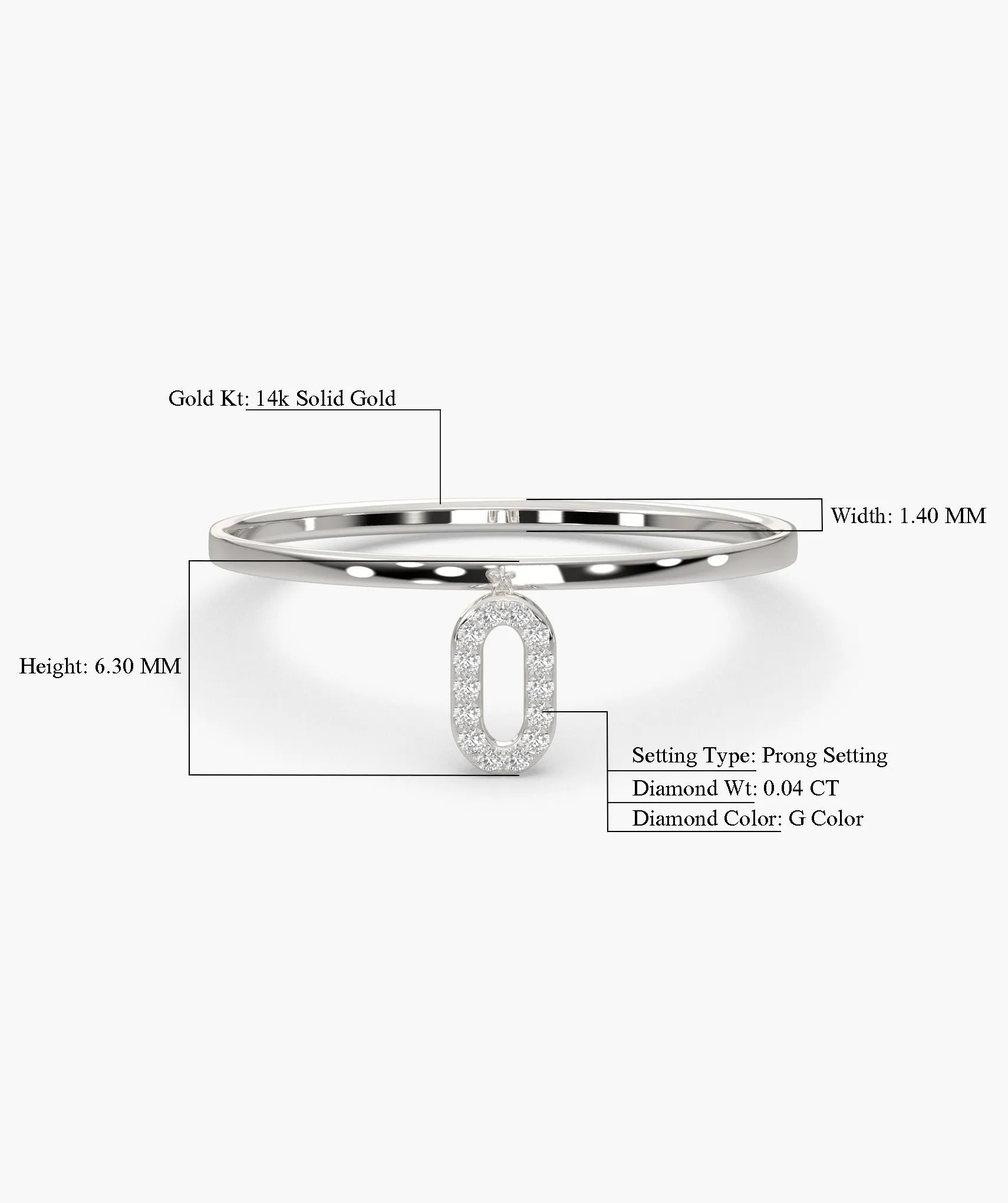 14K Gold Dainty Link Charm Ring