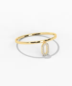14K Gold Dainty Link Charm Ring