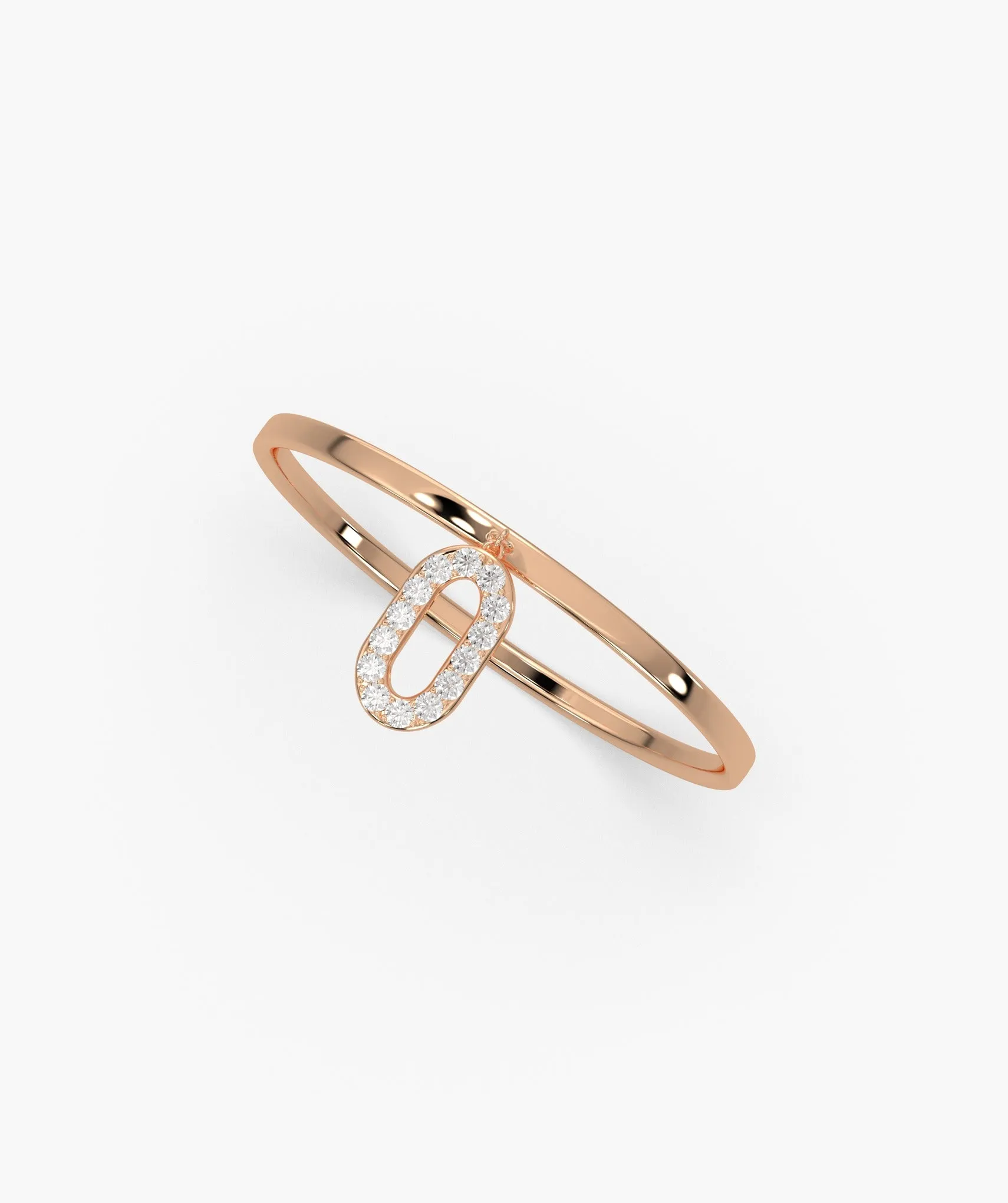 14K Gold Dainty Link Charm Ring