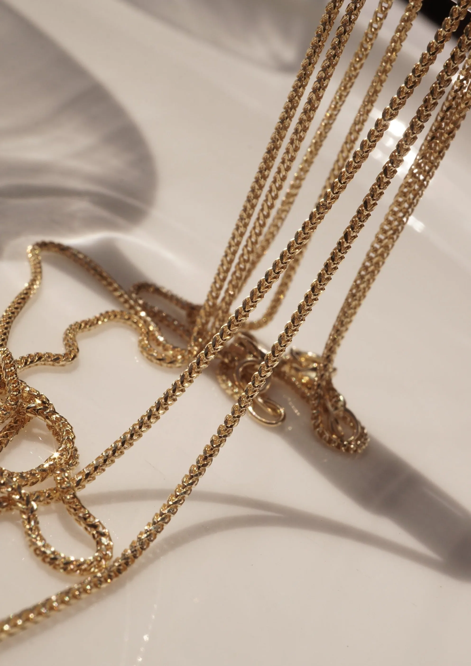 14k Gold Skinny Diamond Cut Franco Chain