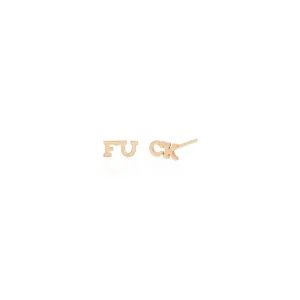 14k Itty Bitty Split FUCK Studs