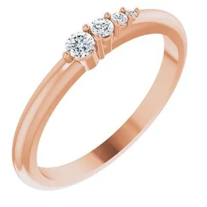 14K Rose 1/10 CTW Natural Diamond Graduated Stackable Ring