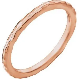 14K Rose 2 mm Hammered Stackable Ring Size 8