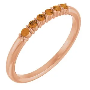 14K Rose Natural Citrine Stackable Ring