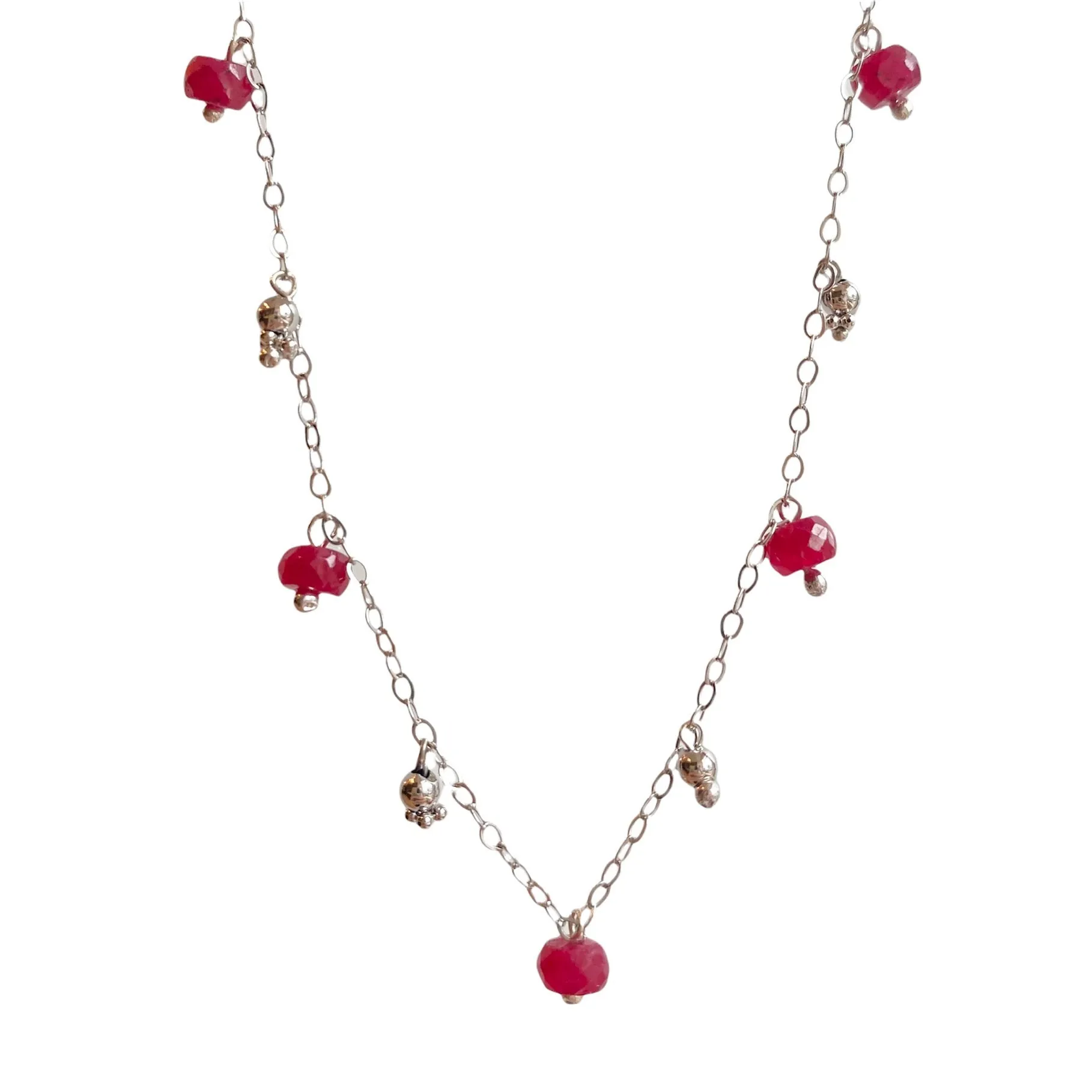 14k Simple Chain Necklace w. Gemstones