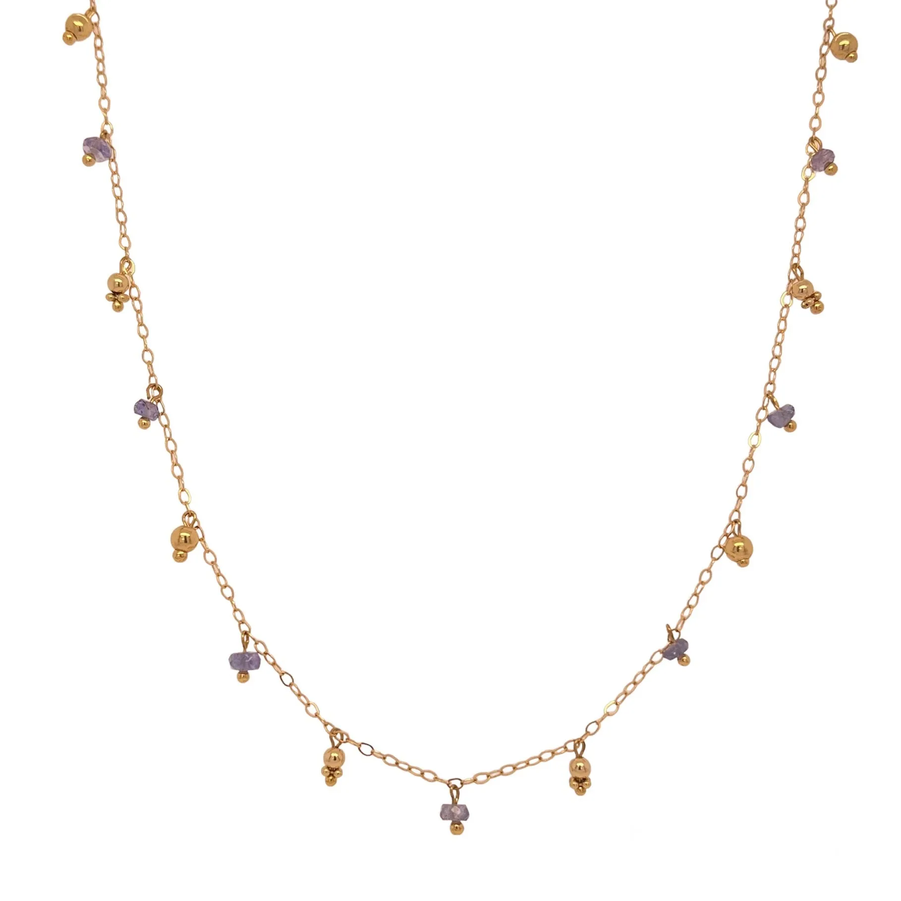 14k Simple Chain Necklace w. Gemstones