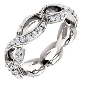 14K White 1/2 CTW Diamond Sculptural-Inspired Eternity Band Size 5