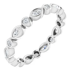 14K White 1/3 CTW Diamond Eternity Band Size 5.5