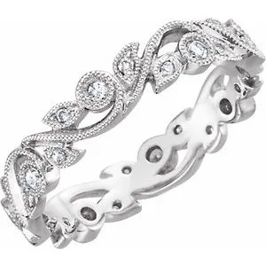 14K White 1/4 CTW Diamond Eternity Band Size 5.5