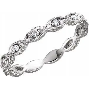 14K White 1/8 CTW Diamond Anniversary Band Size 6.5