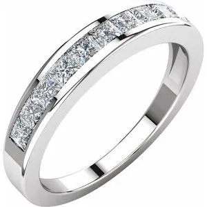 14K White 3/4 CTW Diamond Anniversary Band Size 5