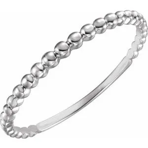 14K White Beaded Stackable Ring Size 7