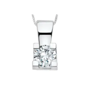 14K White Gold (0.10ct - 0.40ct) Diamond Solitaire Pendant